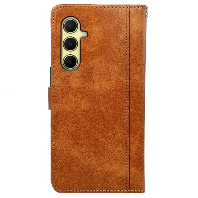 Чехол-книжка с подставкой для Samsung Galaxy S24, кожаный, с фактурой телячьей кожи - желтый