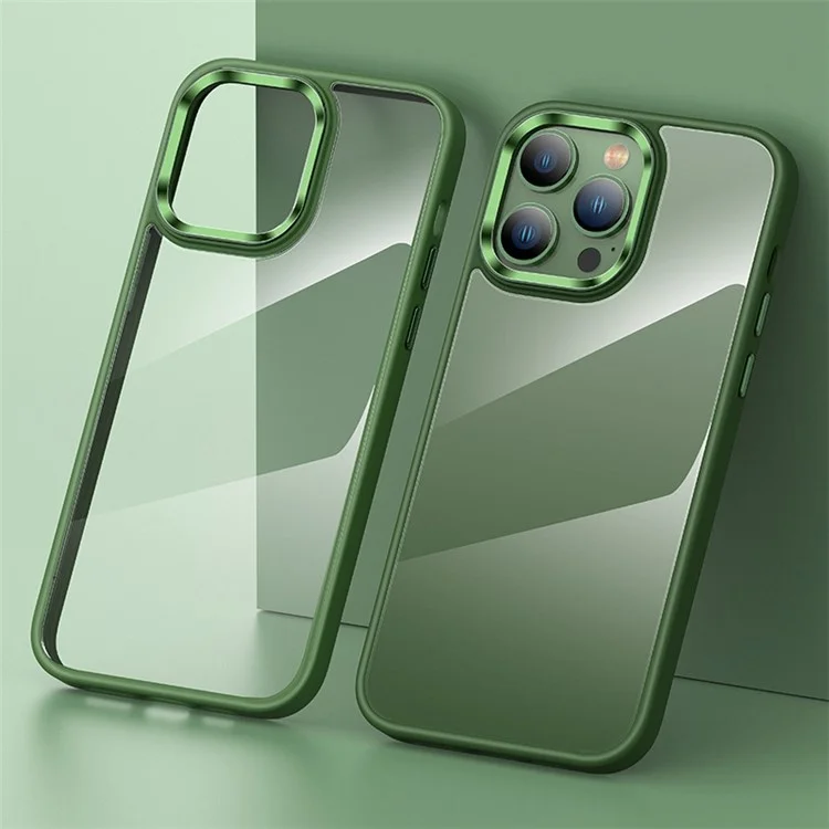 Custodia Protettiva Per Iphone 14 Pro TPU+PC Coperchio Pic Casa Anti-drop Sline Caso di Metal / Frame Lente - Verde