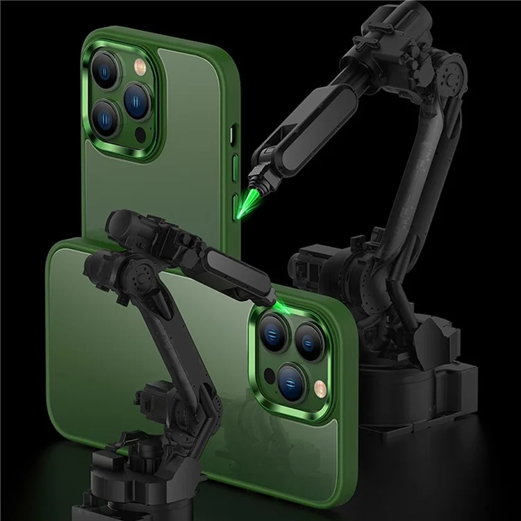 Custodia Protettiva Per Iphone 14 Pro TPU+PC Coperchio Pic Casa Anti-drop Sline Caso di Metal / Frame Lente - Verde
