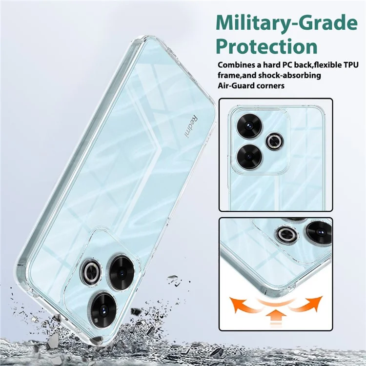 For Xiaomi Redmi 13 5G / 13 4G / Poco M6 4G Case Acrylic + TPU Crystal Transparent Protective Phone Cover