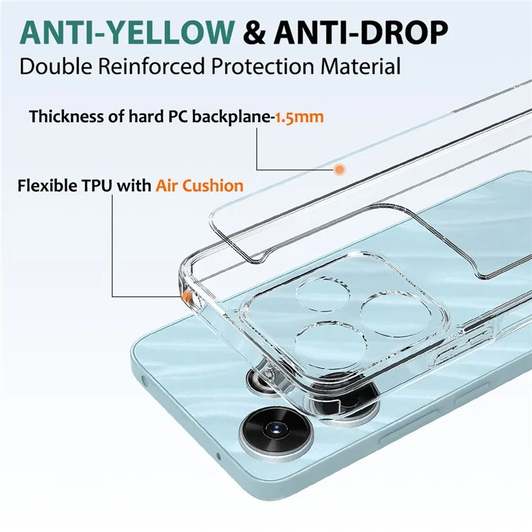 For Xiaomi Redmi 13 5G / 13 4G / Poco M6 4G Case Acrylic + TPU Crystal Transparent Protective Phone Cover