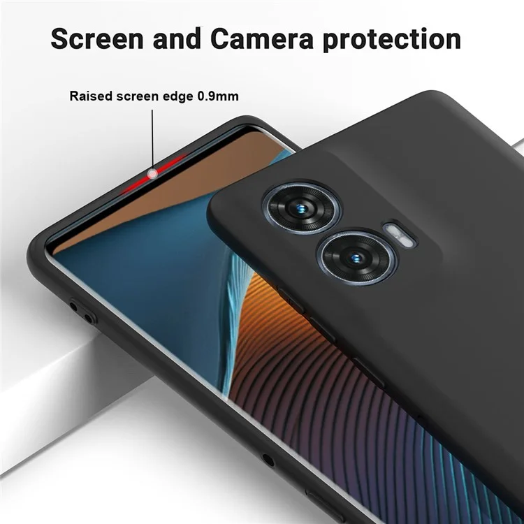 For Motorola Edge 50 Fusion 5G Case with Hand Strap Liquid Silicone Phone Cover - Black