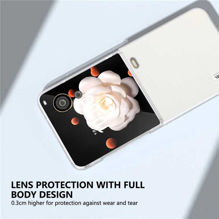 ABEEL For Honor Magic V Flip 5G Case Matte Grip Genuine Cow Leather+PC Phone Cover - White