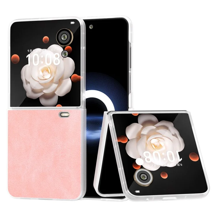 Capa Para Honor Magic V Flip 5G PU Couro Revestido PC Dobrável Capa de Telefone Matte Edge - Rosa