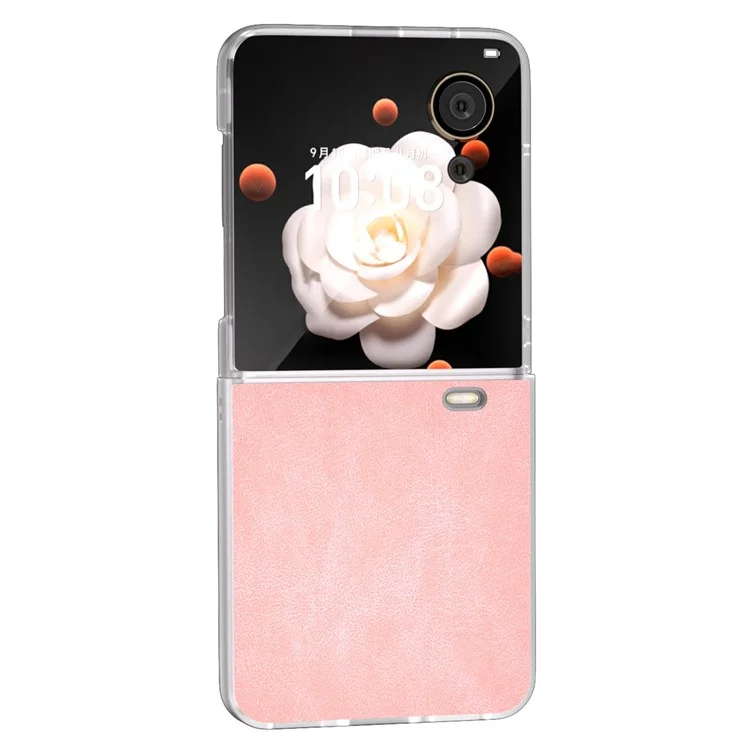 Capa Para Honor Magic V Flip 5G PU Couro Revestido PC Dobrável Capa de Telefone Matte Edge - Rosa