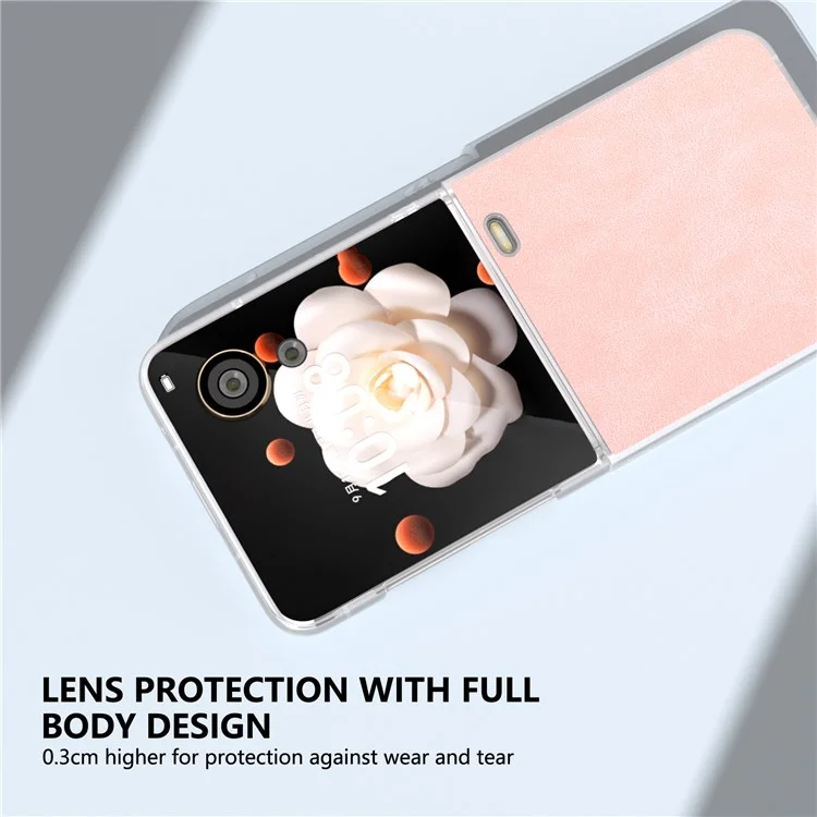 Capa Para Honor Magic V Flip 5G PU Couro Revestido PC Dobrável Capa de Telefone Matte Edge - Rosa