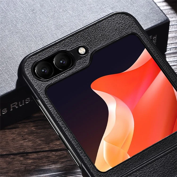 Для Samsung Galaxy Z Flip6 5G чехол, совместимый с MagSafe, кожаный + ПК чехол для телефона - черный