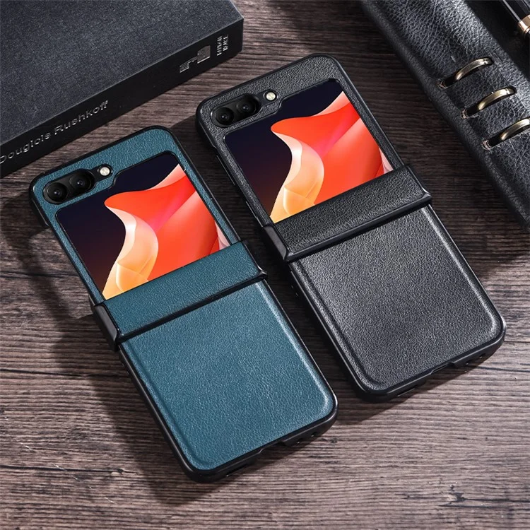 Para Samsung Galaxy Z Flip6 5G Case PU Leather+PC Hinge Protection Phone Cover - Preto