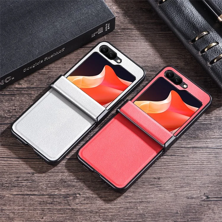 Para Samsung Galaxy Z Flip6 5G Case PU Leather+PC Hinge Protection Phone Cover - Preto