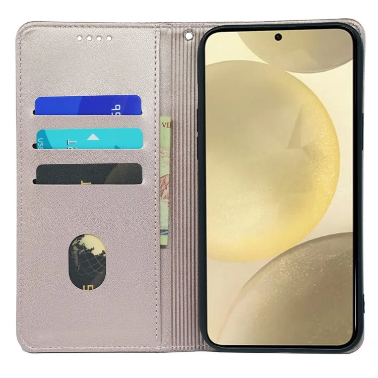 For Samsung Galaxy M15 5G  /  F15 5G Case Leather Phone Cover Clover Pattern - Rose Gold