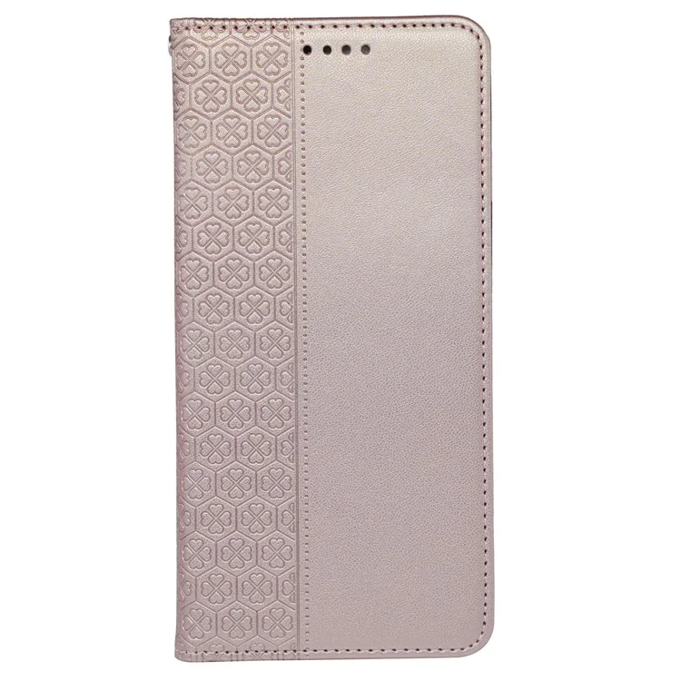 For Samsung Galaxy M15 5G  /  F15 5G Case Leather Phone Cover Clover Pattern - Rose Gold
