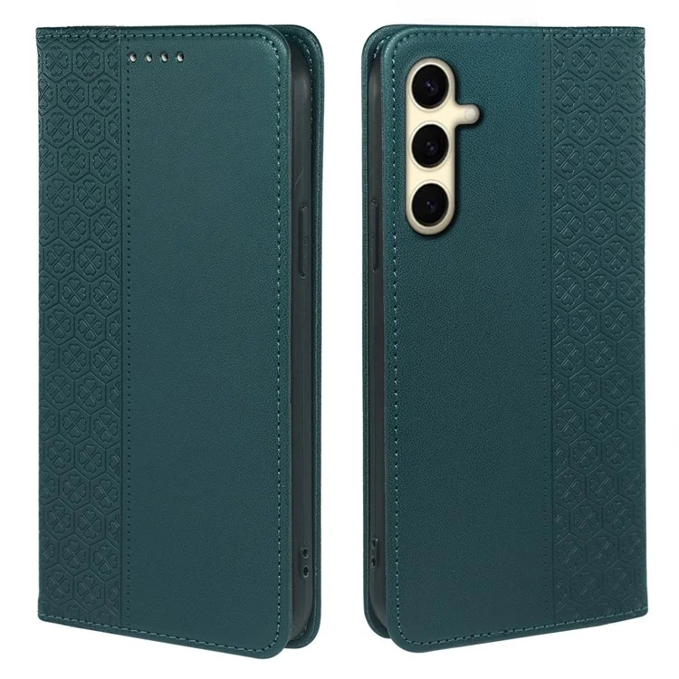 Funda para Samsung Galaxy A54 5G Case Leather Phone Cover Lucky Clover Imprinting Magnetic Closure - Verde