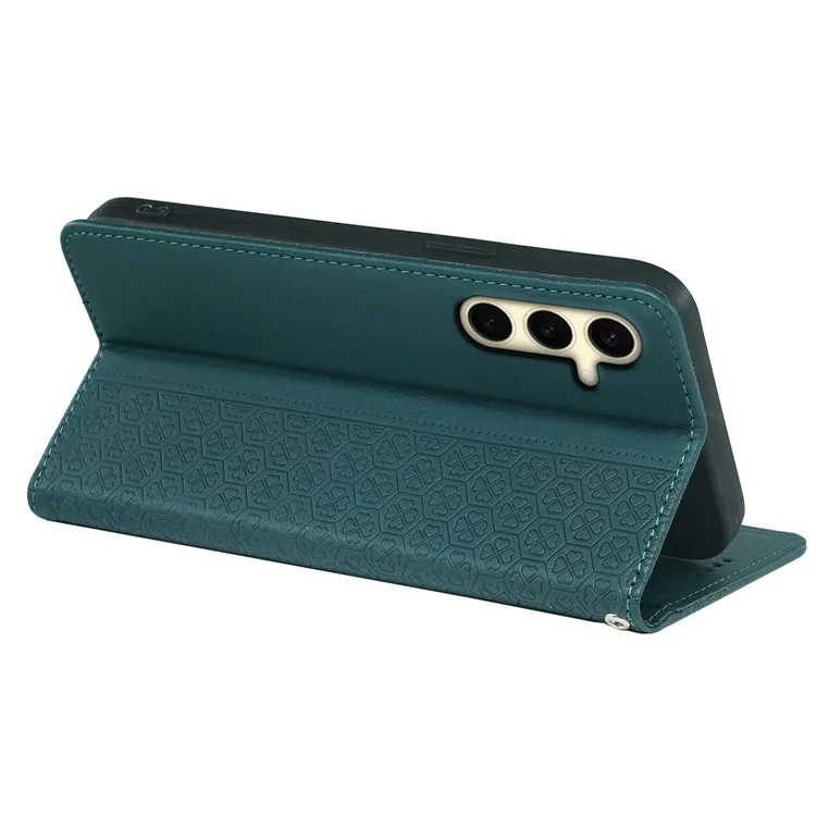 Funda para Samsung Galaxy A54 5G Case Leather Phone Cover Lucky Clover Imprinting Magnetic Closure - Verde