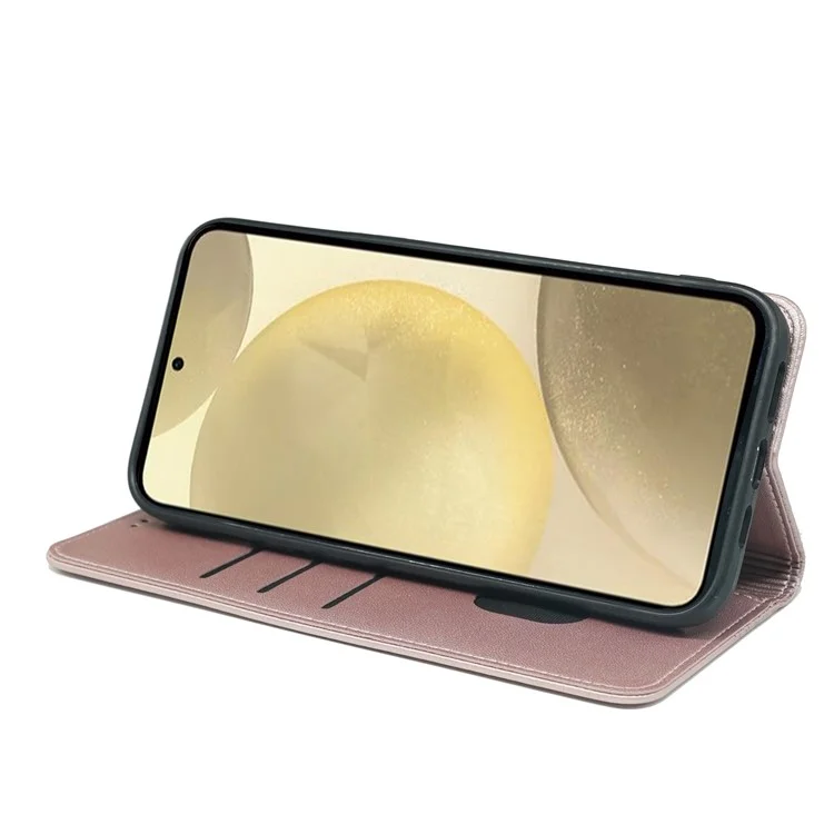 Per Samsung Galaxy S23 FE Case Clover Imprinted Leather Phone Cover - Rose Gold