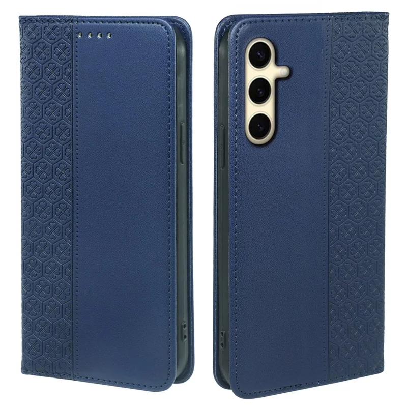 For Samsung Galaxy A14 4G / 5G Case Four-Leaf Clover Wallet Leather Phone Cover - Blue