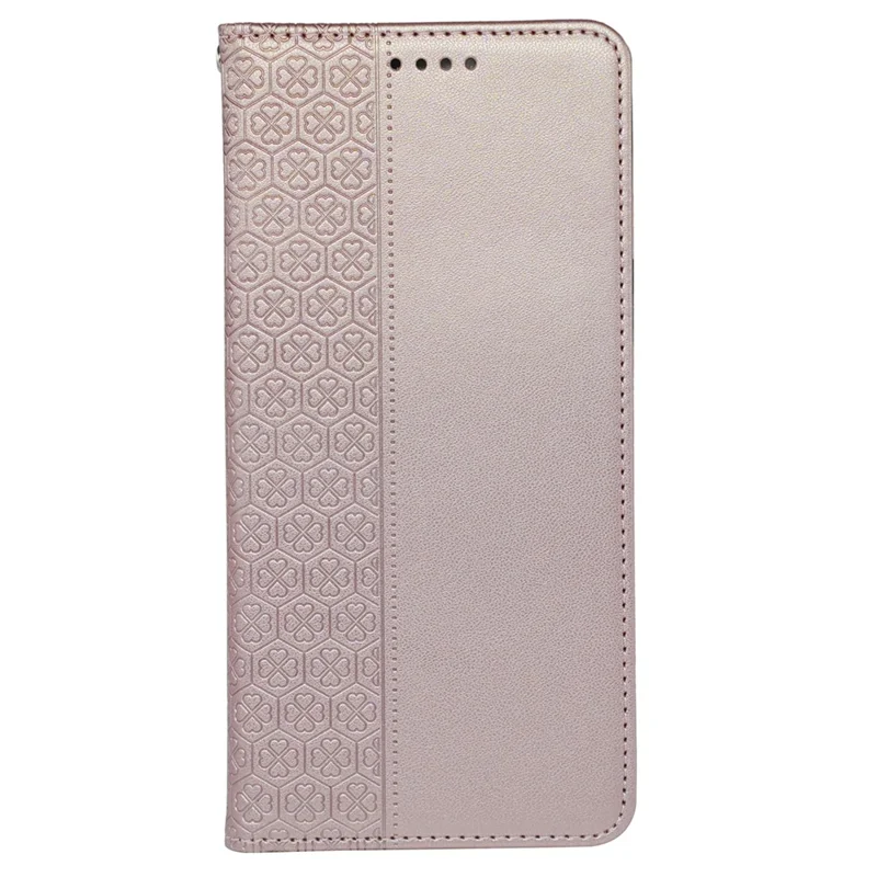 For Samsung Galaxy A14 4G / 5G Case Four-Leaf Clover Wallet Leather Phone Cover - Rose Gold
