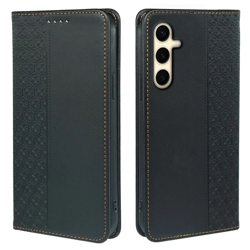 For Samsung Galaxy A25 5G (Global) (161.0 X 76.5 X 8.3mm) Case Pattern Imprint Leather Phone Cover - Black