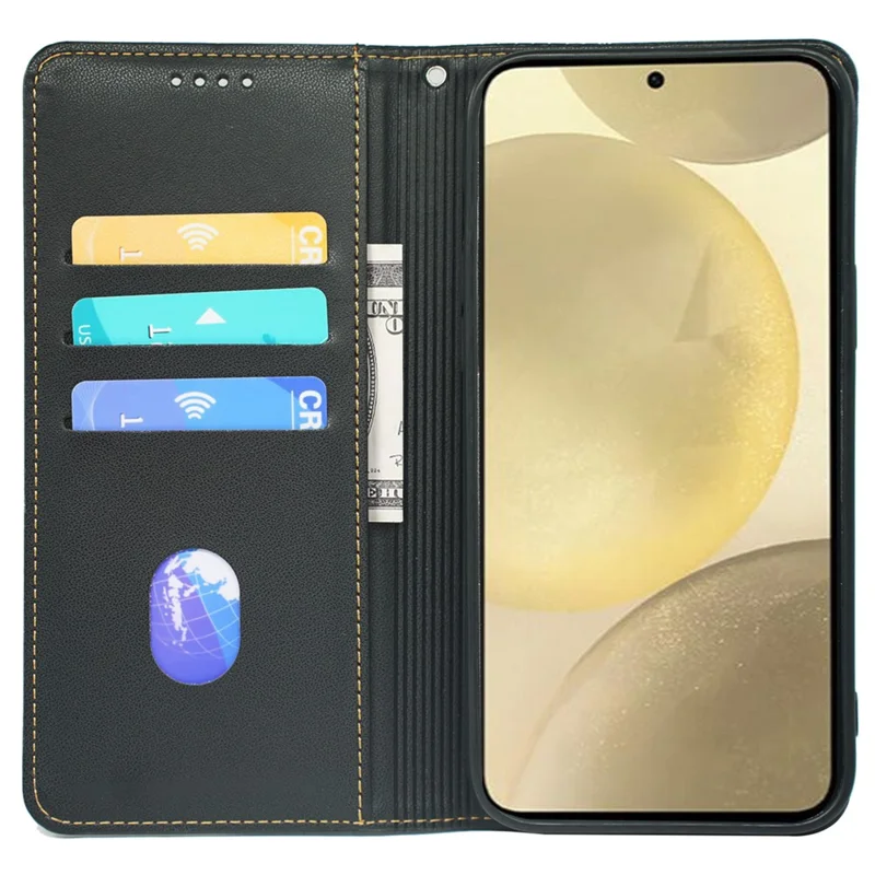 For Samsung Galaxy A25 5G (Global) (161.0 X 76.5 X 8.3mm) Case Pattern Imprint Leather Phone Cover - Black