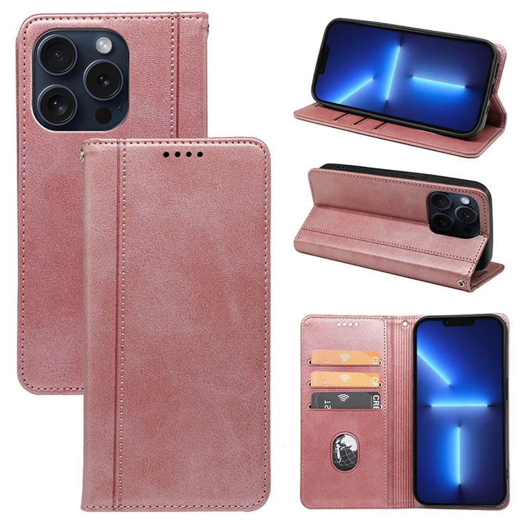 Per iPhone 13 Pro Max Case Magnetic Auto Closing PU Leather Phone Cover - Rose Gold