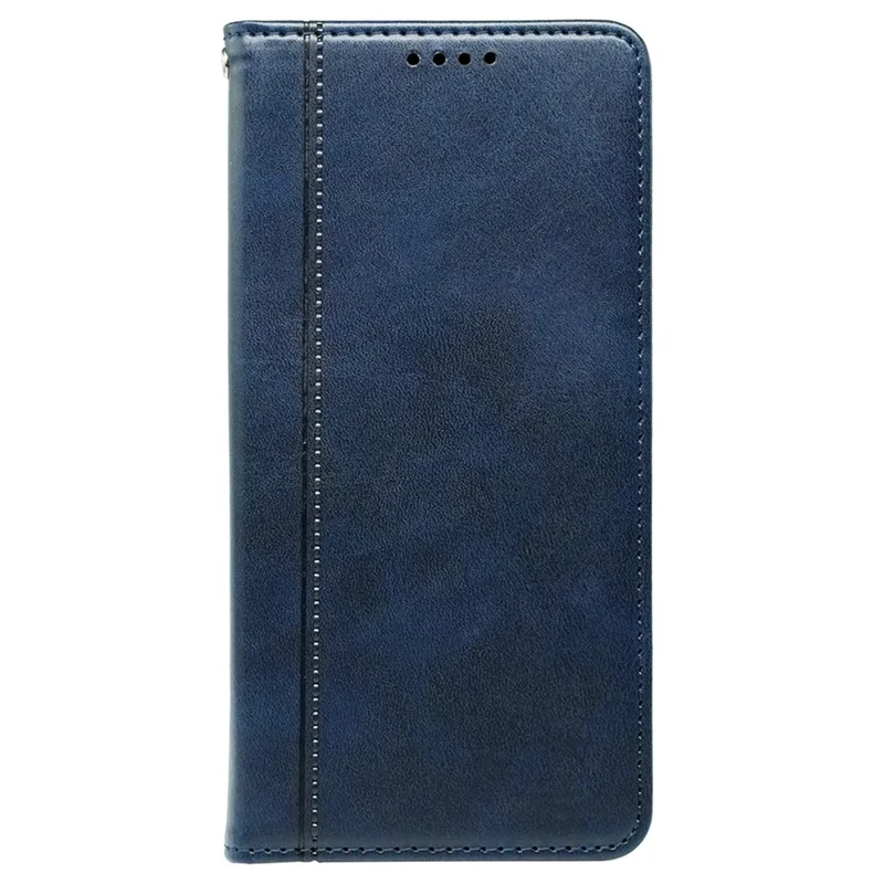 For iPhone 14 Pro Max Case Calf Texture Leather Magnetic Closing Phone Wallet Cover - Blue