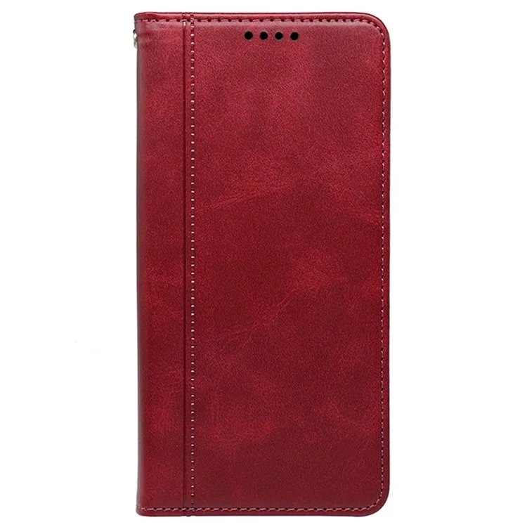Para o Samsung Galaxy A14 4G / 5G Case Calf Texture Leather Wallet Phone Cover Stand Function - Vermelho