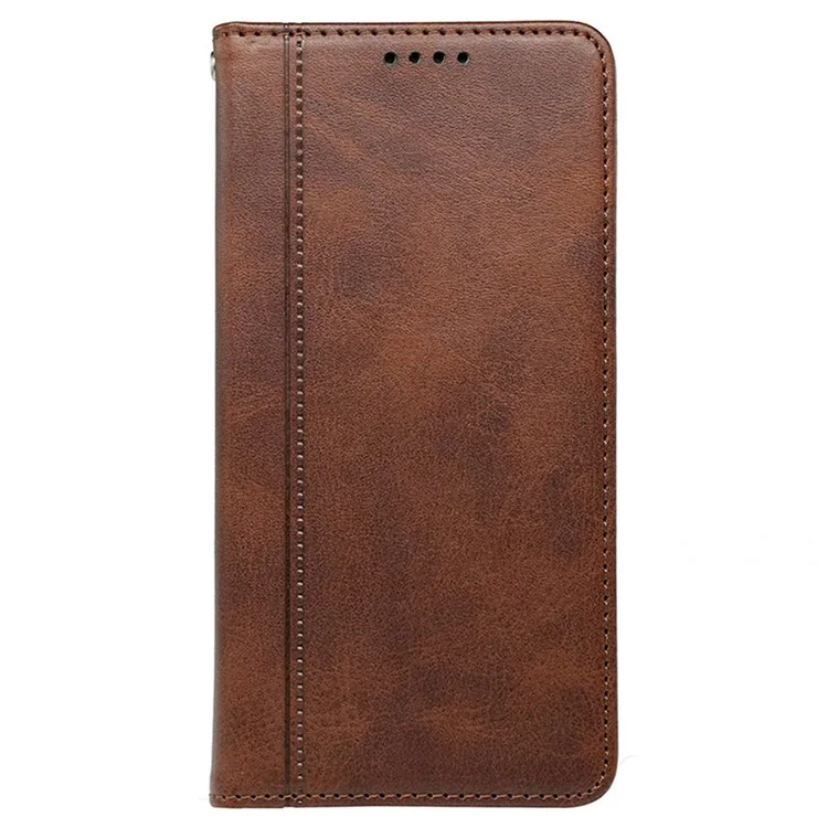 Für Samsung Galaxy A35 5G Wallet Case Leder Handyhülle Kalbsleder-Textur Starker Magnetverschluss - Braun