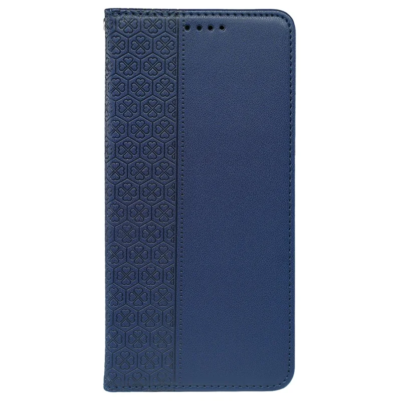 For iPhone 15 Pro Max Case Four-Leaf Clover Leather Flip Phone Cover - Blue