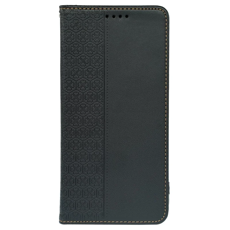 Für iPhone 14 Pro Max Hülle Vierblättriges Kleeblatt Leder Brieftasche Handyhülle - Schwarz