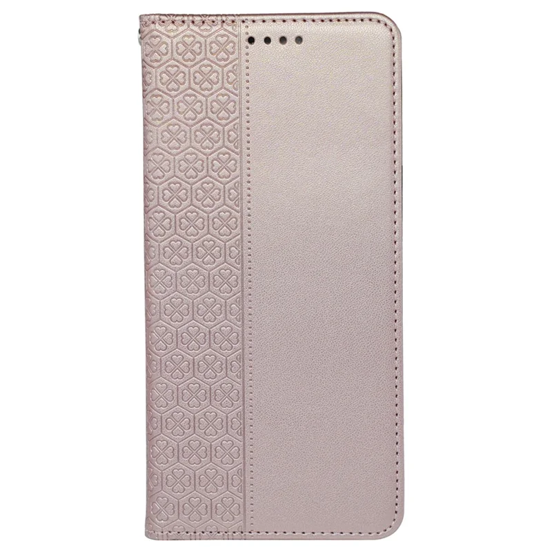 For iPhone 13 Pro Max Wallet Case Four-Leaf Clover Leather Phone Cover - Rose Gold