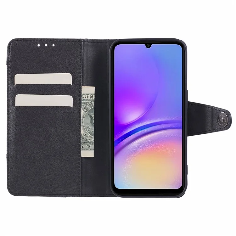 For Samsung Galaxy M34 5G / F34 5G Case Leather Magnetic Flip Phone Cover Texture Splicing - Black