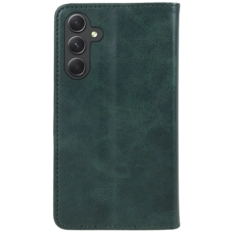 Чехол для Samsung Galaxy M35 5G с телячьей текстурой, кожаный чехол с полной защитой, цвет: темно-зеленый