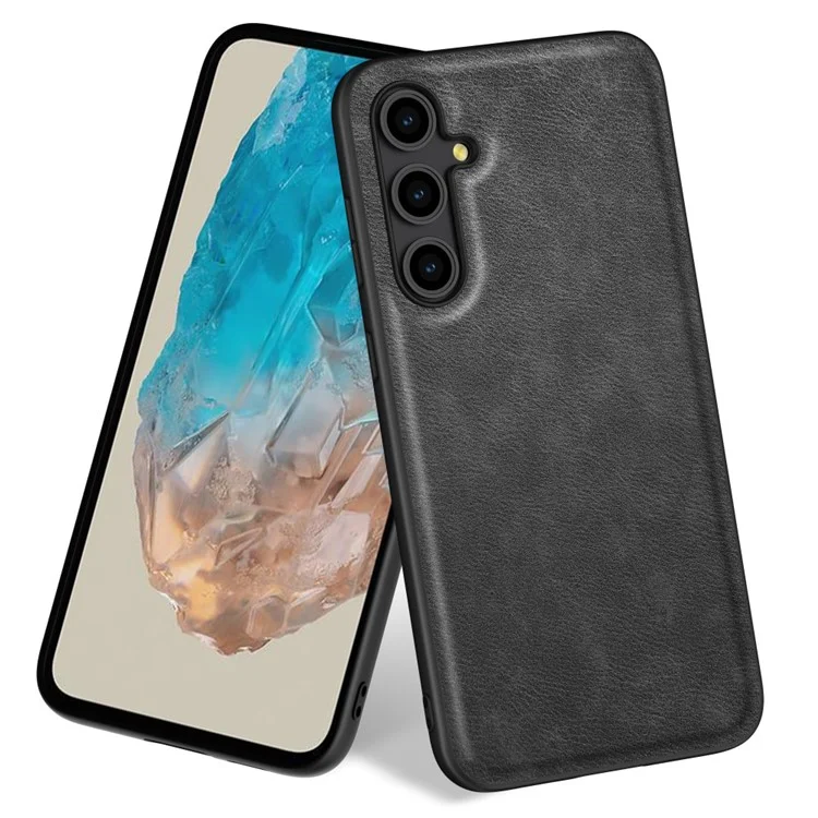Per Samsung Galaxy M35 5G Case Retro PU Leather Coated PC + TPU Phone Cover - Nero