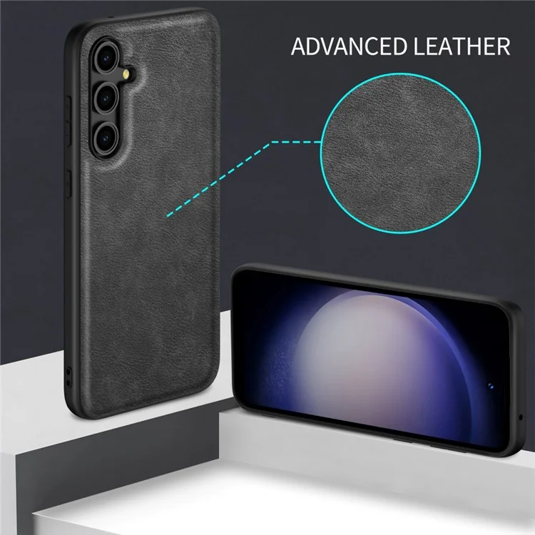 Per Samsung Galaxy M35 5G Case Retro PU Leather Coated PC + TPU Phone Cover - Nero