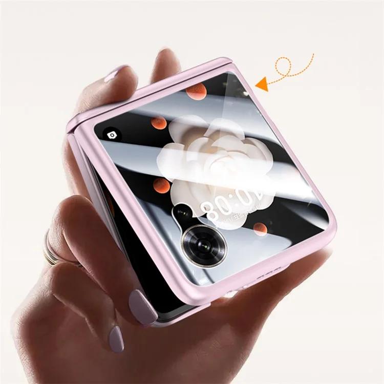 Capa de telefone Para Honor Magic V Flip 5G com proteção de dobradiça, couro + PC e película protetora traseira - Preta
