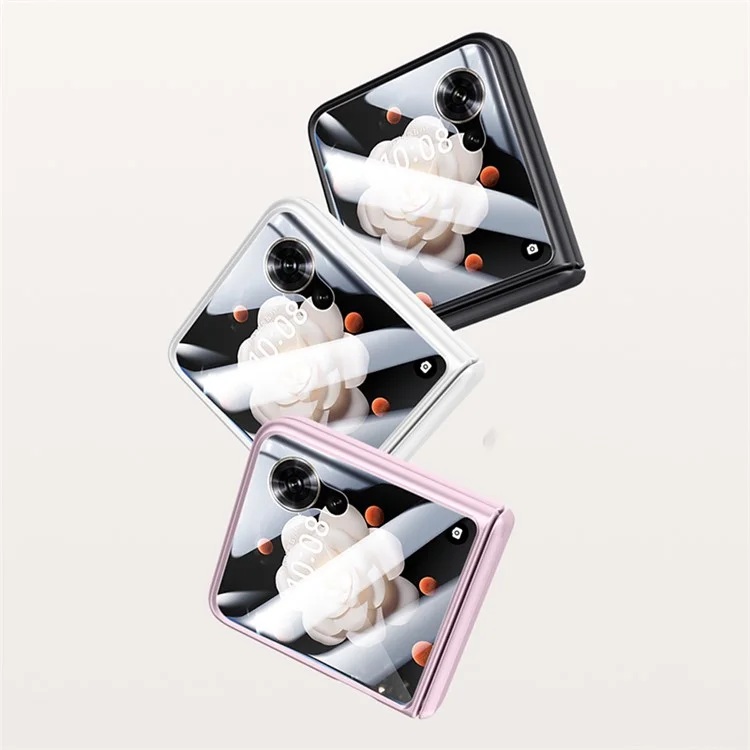 Capa de telefone Para Honor Magic V Flip 5G com proteção de dobradiça, couro + PC e película protetora traseira - Preta