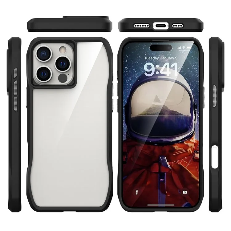 Für iPhone 15 Pro Max Case TPU + PC Schutzhülle - Schwarz