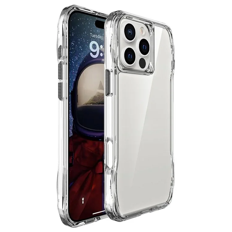 Pour iPhone 15 Pro Max Clear Case Anti-Scratch TPU+PC Hybrid Phone Cover
