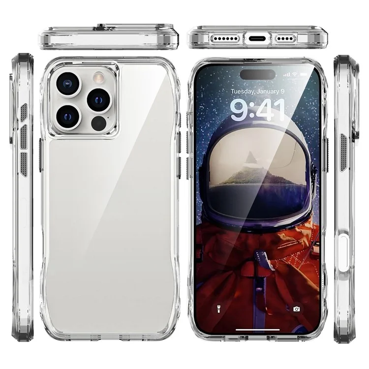 Pour iPhone 15 Pro Max Clear Case Anti-Scratch TPU+PC Hybrid Phone Cover