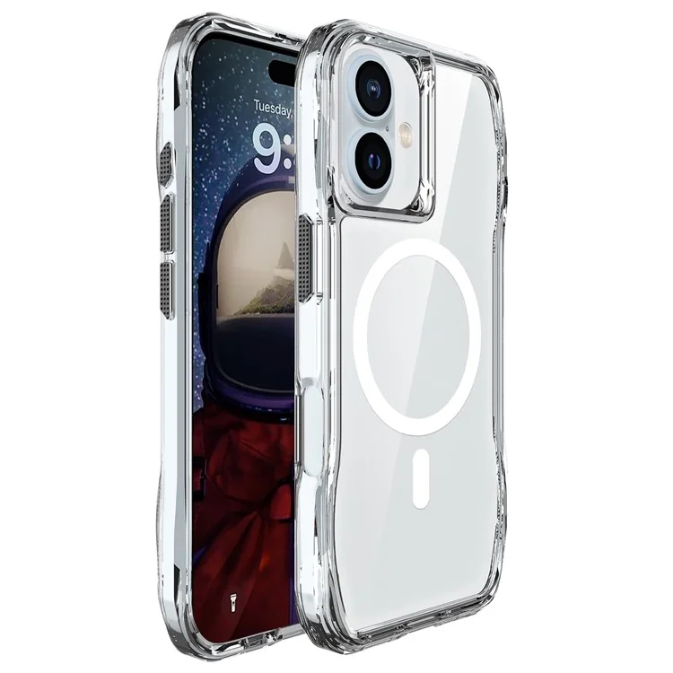 Für iPhone 16 Crystal Clear Case TPU+PC Handyhülle kompatibel mit MagSafe