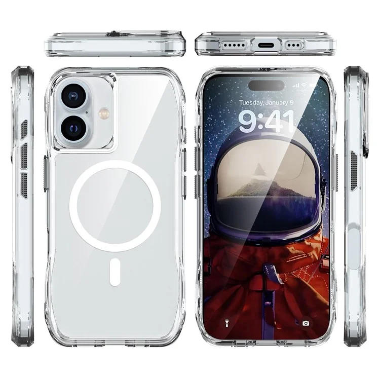 Für iPhone 16 Crystal Clear Case TPU+PC Handyhülle kompatibel mit MagSafe