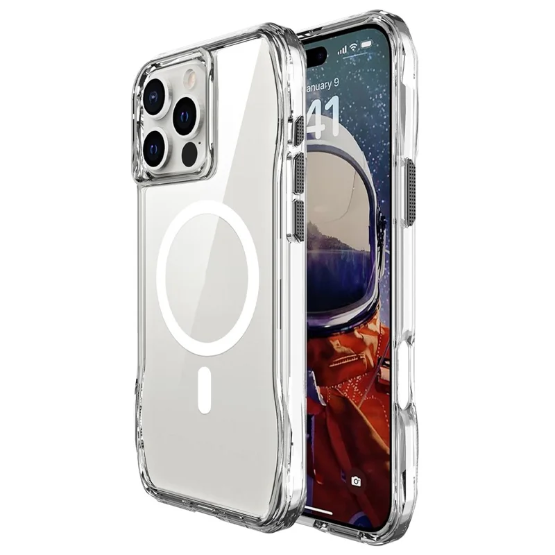 For iPhone 15 Pro Max Crystal Clear Case TPU+PC Phone Cover Compatible with MagSafe