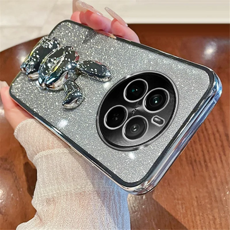For Realme 12 Pro 5G / 12 Pro+ 5G Case PC+TPU Electroplating Glitter Rabbit Phone Cover - Silver