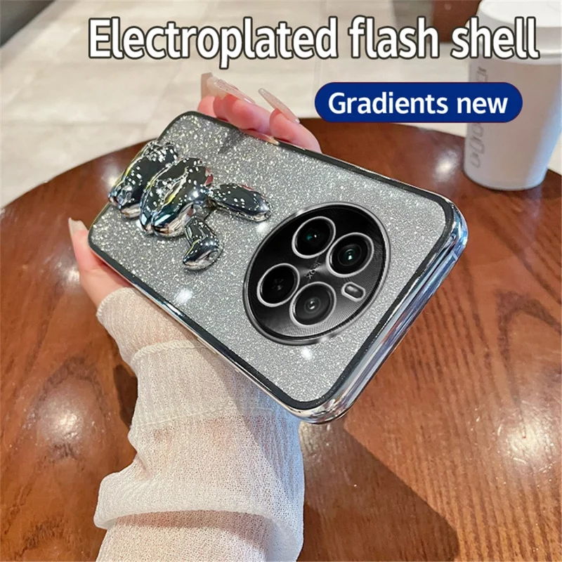 For Realme 12 Pro 5G / 12 Pro+ 5G Case PC+TPU Electroplating Glitter Rabbit Phone Cover - Silver