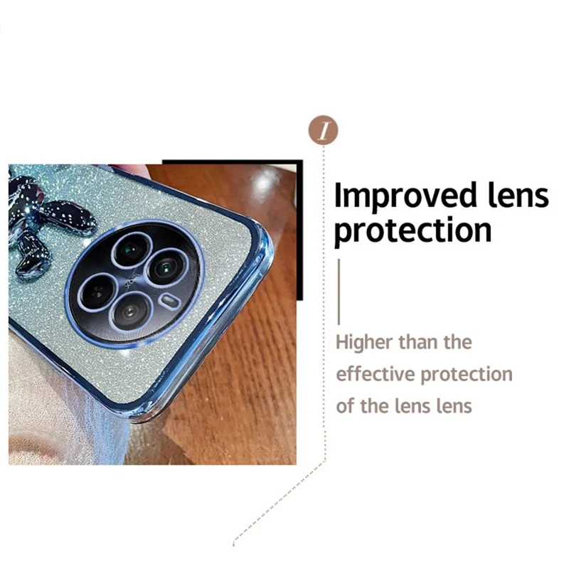 For Realme 12 Pro 5G / 12 Pro+ 5G Case PC+TPU Electroplating Glitter Rabbit Phone Cover - Black