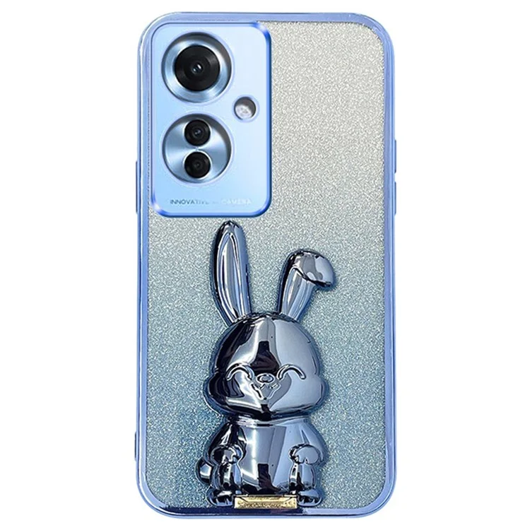 Pour Oppo Reno11 F 5G Étui Mignon Lapin Support PC+TPU Étui Téléphone - Bleu