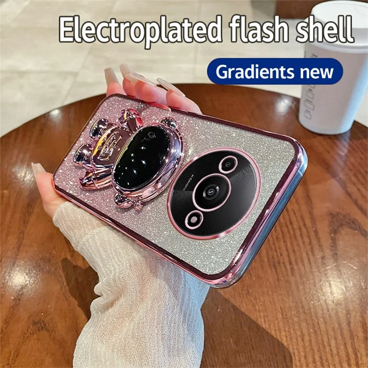 Para Xiaomi Redmi A3 4G / Poco C61 4G Carcasa PC+TPU Soporte Astronauta Funda Teléfono - Rosa