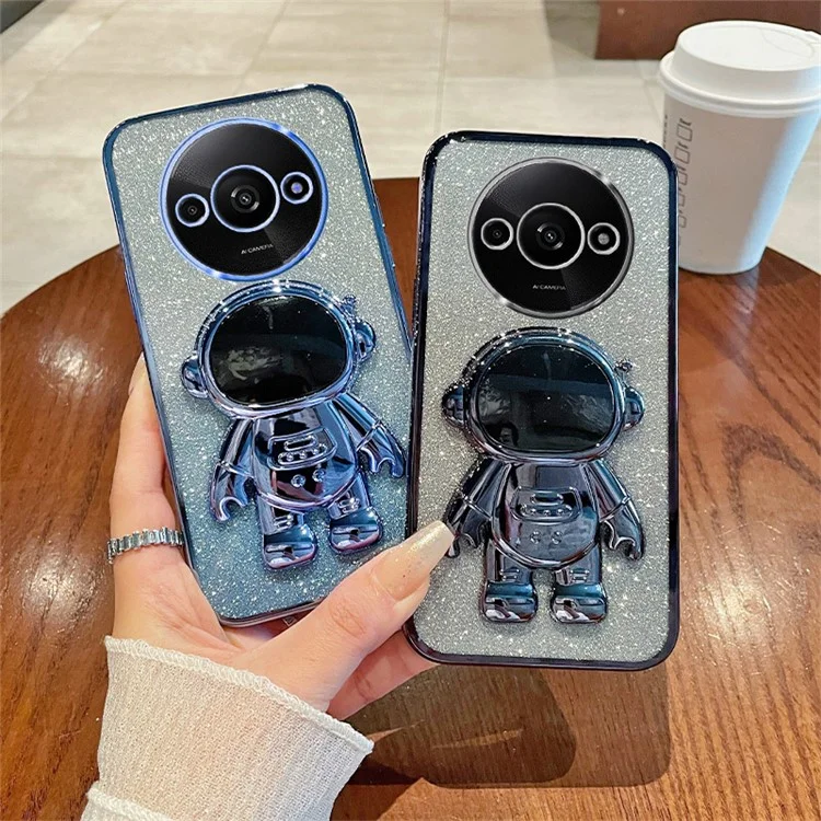 Para Xiaomi Redmi A3 4G / Poco C61 4G Carcasa PC+TPU Soporte Astronauta Funda Teléfono - Rosa