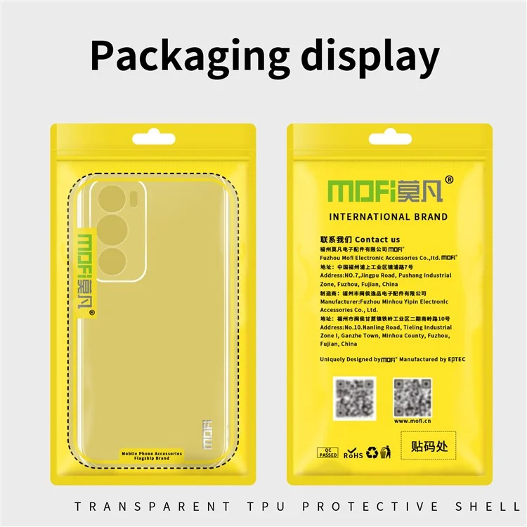 MOFI Pour Oppo Reno12 Pro 5G (Mondial) Étui Transparent Slim TPU Housse de Téléphone