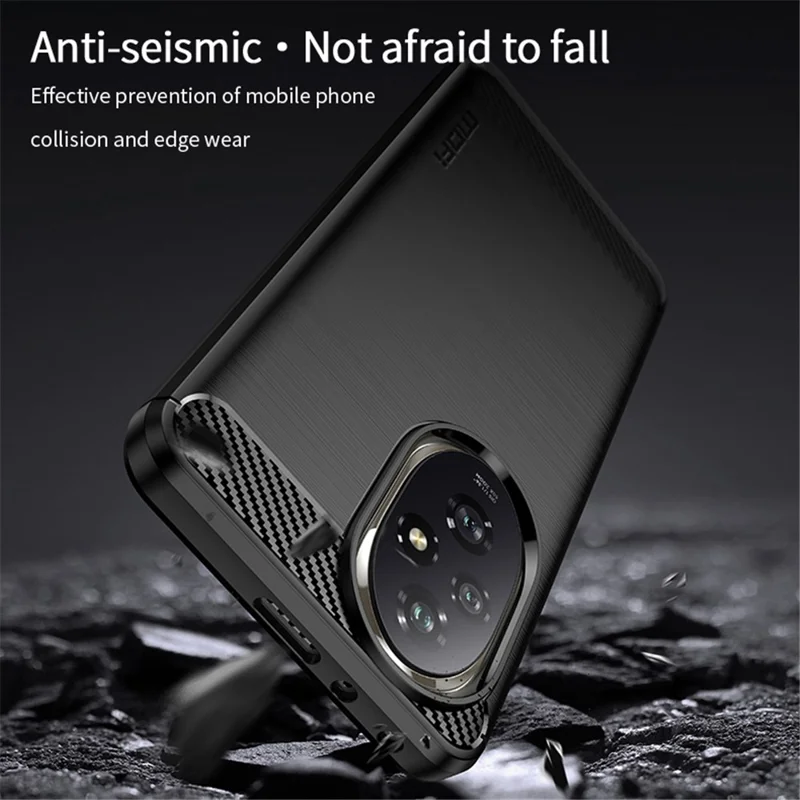 MOFI JK Serie TPU-1 para Honor 200 Pro 5G Carcasa TPU Textura de Fibra de Carbono Cepillada Funda para Teléfono - Negro