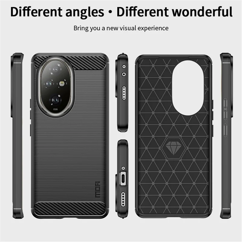 MOFI JK Serie TPU-1 para Honor 200 Pro 5G Carcasa TPU Textura de Fibra de Carbono Cepillada Funda para Teléfono - Negro